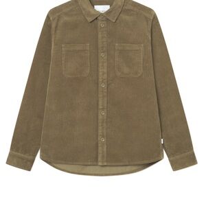 Zara Corduroy Button-Up Shirt Olive shacket Gorpcore large cottagecore cotton